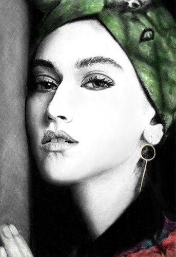 Donna con Bandana verde by Vittorialessia Brunetti, Digital for Sale on Singulart