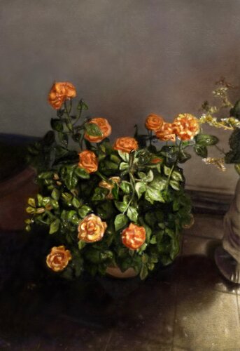 Rose con vaso di Vittorialessia Brunetti, Digitale in vendita su Singulart