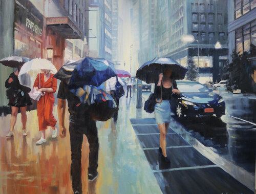 Walk in the rainy day, NYC von Baiba Limane, Malerei kaufen auf Singulart