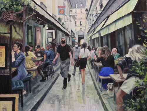 In a cafe in Paris von Baiba Limane, Malerei kaufen auf Singulart