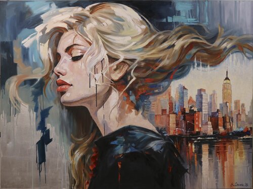 Windswept elegance in Manhattan von Baiba Limane, Malerei kaufen auf Singulart