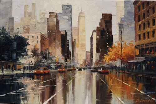 Autumn in the city von Baiba Limane, Malerei kaufen auf Singulart