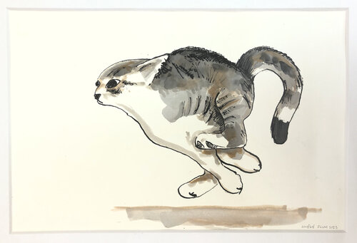 Katze im Spurt by Amédé Flum, 油畫 for Sale on Singulart