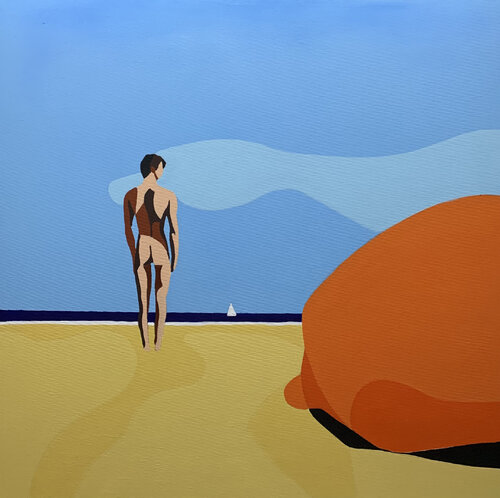 LE FLOTTEUR ORANGE. di michel das, Pittura in vendita su Singulart