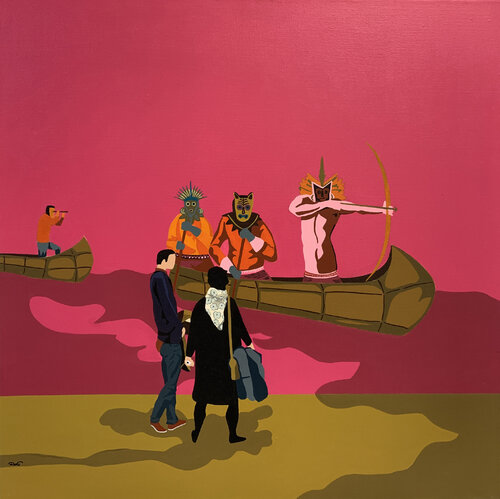 Le canoë, MAC Lyon. di michel das, Pittura in vendita su Singulart