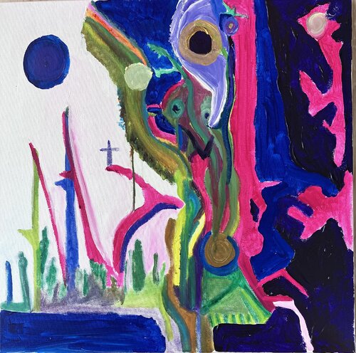 Hiboux le cavalier de l informe by Guillaume Maes, Painting for Sale on Singulart