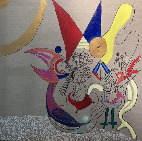 Le bébé roi et la croix by Guillaume Maes, Painting for Sale on Singulart