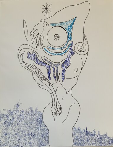 La tentation de la femme (bleu) von Guillaume Maes, Malerei kaufen auf Singulart