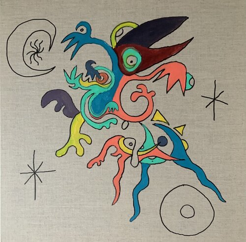 Le loup cosmique et l’agneau de dieu by Guillaume Maes, Painting for Sale on Singulart