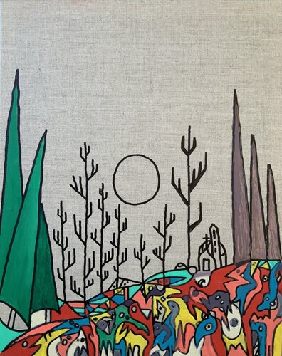 Forêt au clair de lune by Guillaume Maes, Painting for Sale on Singulart
