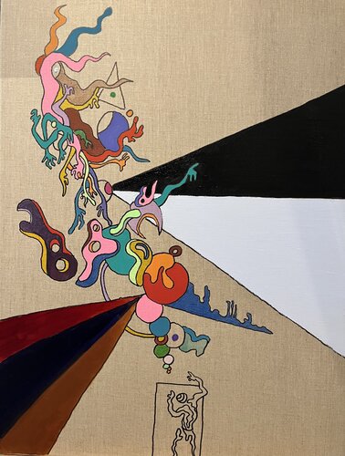 Derrière la porte de tout ce qui existe van Guillaume Maes, Schilderij te koop op Singulart