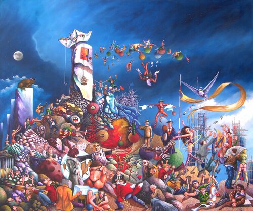 Tummeln in der Ödnis di Peter Wall, Pittura in vendita su Singulart