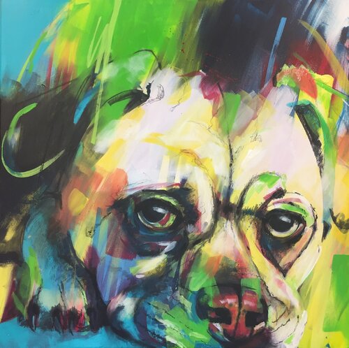 pfüdi - expressiver Hund von Silvia Lehmann, Malerei kaufen auf Singulart