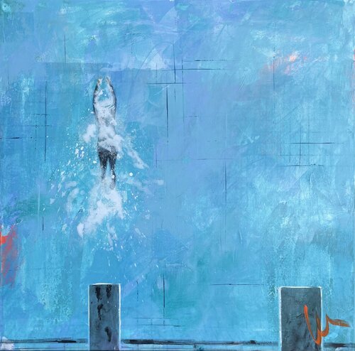 wet - Schwimmerin von Silvia Lehmann, Malerei kaufen auf Singulart