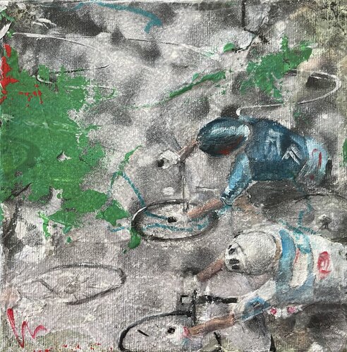 freeBattle - Rennvelofahrer im Wettkampf de Silvia Lehmann, Pintura a la venta en Singulart