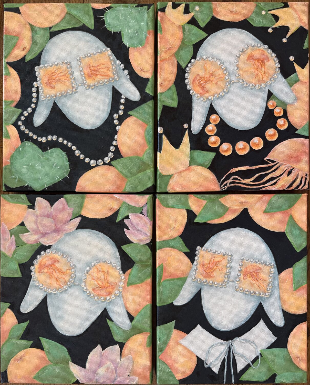 Dialog with Kadishman — Part III (polyptych): Echoes Oksana Alekhina Original painting for sale