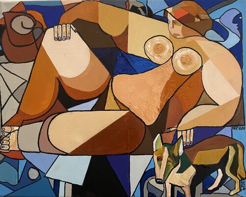 “Celestina y el perro “ by Dámaso Arriero García, Painting for Sale on Singulart