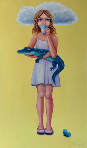 Girl with a crocodile van Mary Voloshyna, Schilderij te koop op Singulart