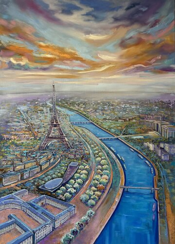 Parisian Sunset van Mary Voloshyna, Schilderij te koop op Singulart