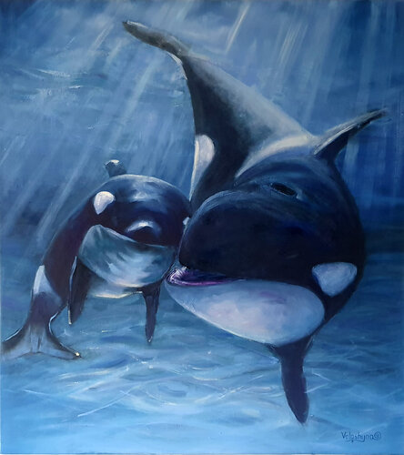 Killer whales di Mary Voloshyna, Pittura in vendita su Singulart