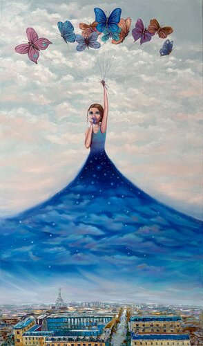 How night is born in Paris di Mary Voloshyna, Pittura in vendita su Singulart