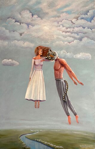 Between heaven and earth van Mary Voloshyna, Schilderij te koop op Singulart