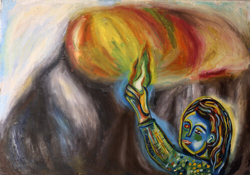 La creazione del vulcano von Rosario Annunziata, Malerei kaufen auf Singulart