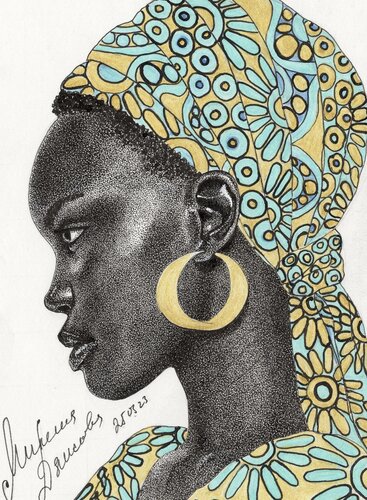 Girl with colorful scarf by Miglena Dyankova, Painting for Sale on Singulart