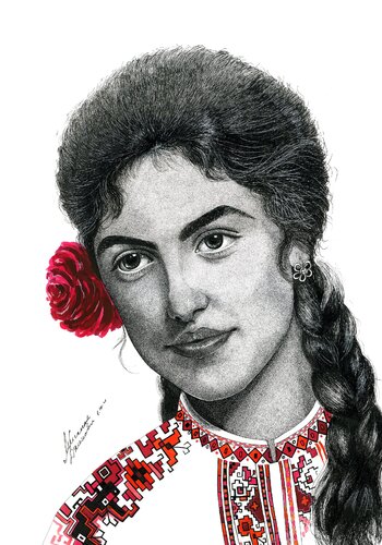 Maiden with Peony von Miglena Dyankova, Zeichnungen kaufen auf Singulart