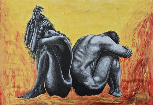 The hell between us par Miglena Dyankova, Dessin en vente sur Singulart