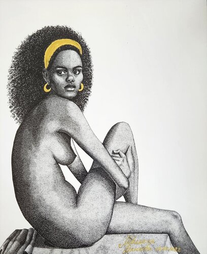 African Woman with Gold Earrings von Miglena Dyankova, Zeichnungen kaufen auf Singulart