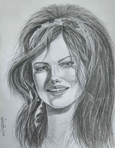 Girl with a Floral Scarf by Miglena Dyankova, Drawing for Sale on Singulart