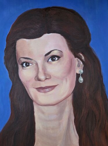 Self Portrait In Blue de Miglena Dyankova, Pintura a la venta en Singulart