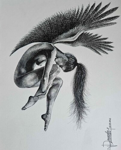 Tired Wings van Miglena Dyankova, Tekening te koop op Singulart
