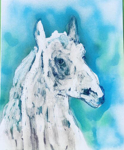 Caballo blanco by Juan Pinilla Pinilla Gonzalez, 絵画 for Sale on Singulart