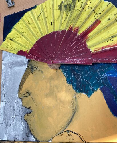 Abanico en la cabeza by Juan Pinilla Pinilla Gonzalez, Painting for Sale on Singulart