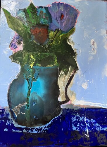 Blue Flowers by Kateryna Hai, Painting for Sale on Singulart
