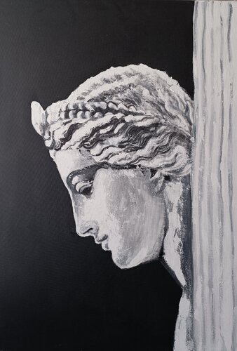 Volto di donna con corona par luana baldi, Peinture en vente sur Singulart