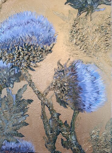 Fiori di carciofi e oro 2 par luana baldi, Peinture en vente sur Singulart