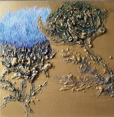 Fiori di carciofo e oro 6 by luana baldi, Painting for Sale on Singulart