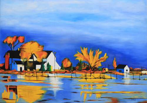 Golden Reflections by Timon Stork, Painting for Sale on Singulart