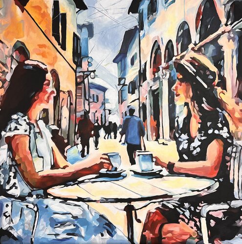 Espresso Conversations by Timon Stork, Painting for Sale on Singulart