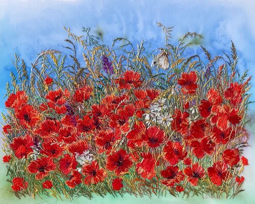 Poppy Glade by Olga Sokurenko, Textile for Sale on Singulart