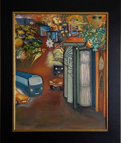La  ville comme un jouet van Sylvie PERON, Schilderij te koop op Singulart
