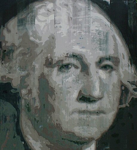 Portrait of the US-Dollar (George Washington) van Djawid C. Borower, Schilderij te koop op Singulart
