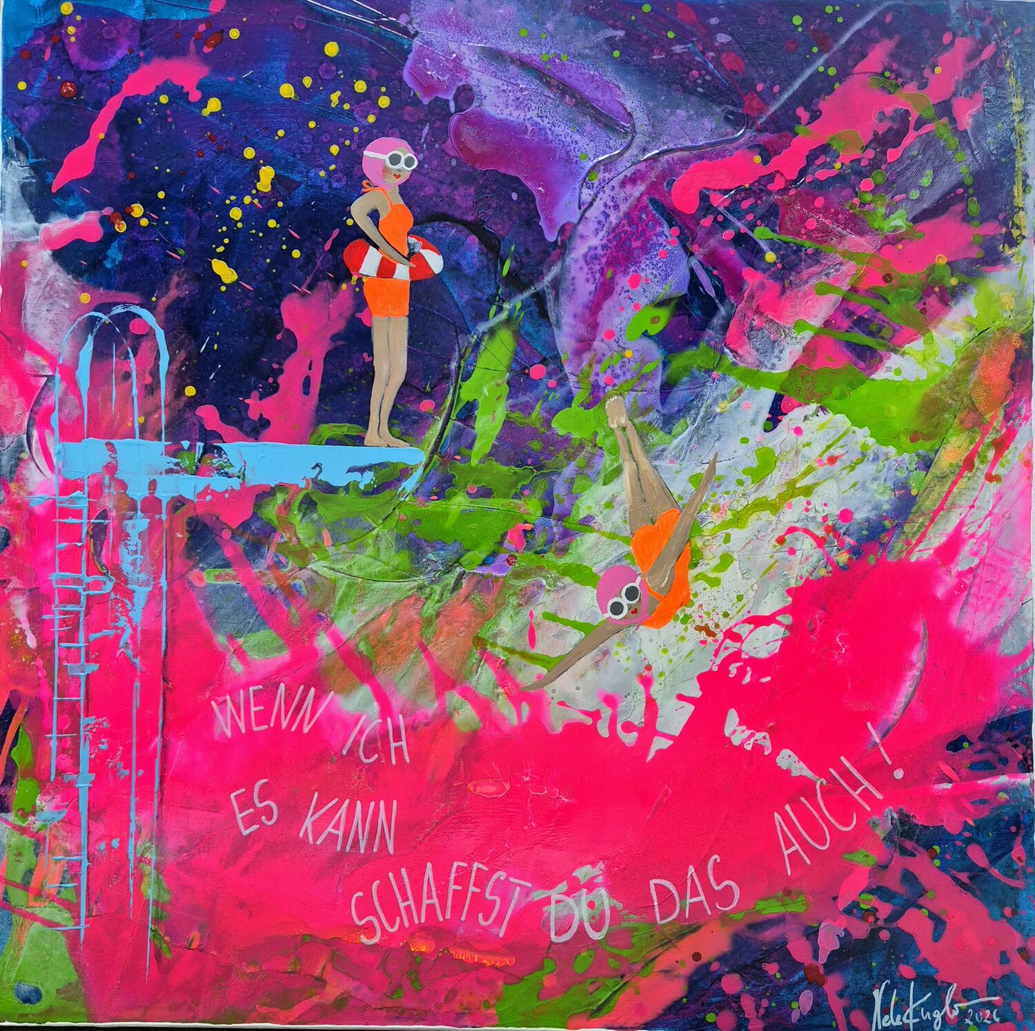Mutmachbild "Baden geh'n V" Nele Kugler Pintura original en venta