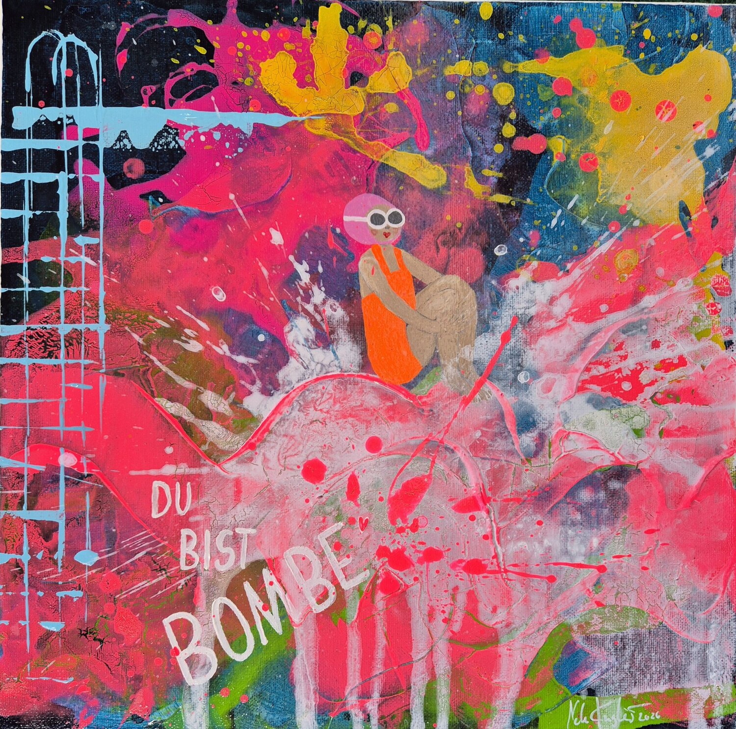 Mutmachbild: "Du bist Bombe" Nele Kugler Original painting for sale