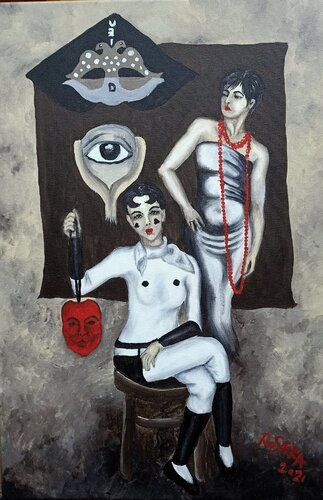 Don't kiss me di Rosa Cacace, Pittura in vendita su Singulart