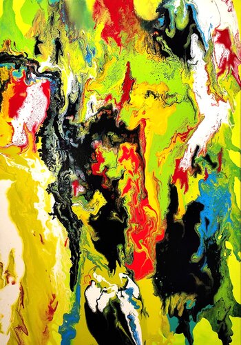 Symphony of colors in the stream - inspiriert von Gerhard Richter van Felix Günther, Schilderij te koop op Singulart