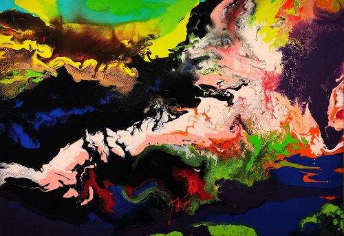 Color storm of memories - inspiriert von Gerhard Richter di Felix Günther, Pittura in vendita su Singulart